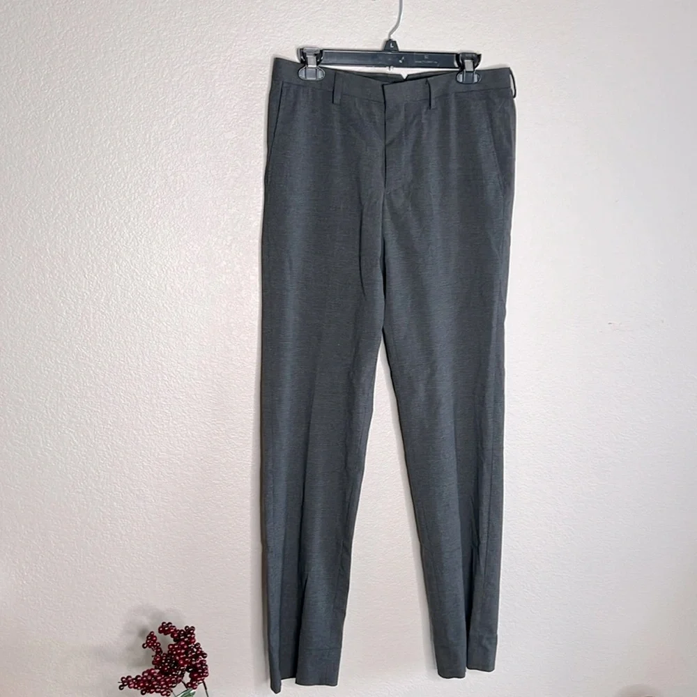 Calibrate Mens Charcoal Gray Micro Check Slim Fit Dress Pants 30W x 32L Stretch